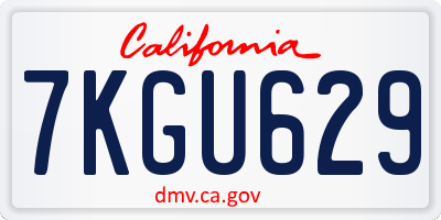 CA license plate 7KGU629