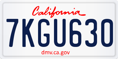 CA license plate 7KGU630