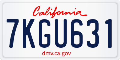 CA license plate 7KGU631