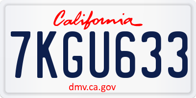 CA license plate 7KGU633