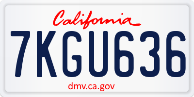 CA license plate 7KGU636