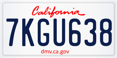 CA license plate 7KGU638