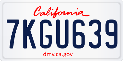 CA license plate 7KGU639