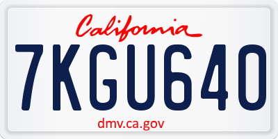 CA license plate 7KGU640