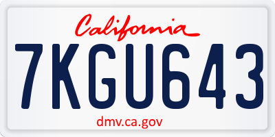 CA license plate 7KGU643
