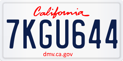 CA license plate 7KGU644