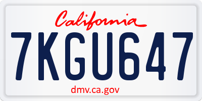 CA license plate 7KGU647