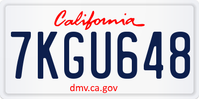 CA license plate 7KGU648