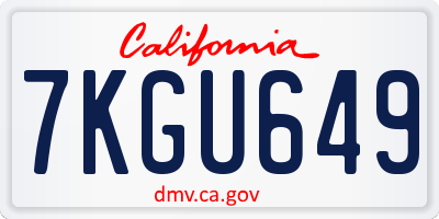CA license plate 7KGU649