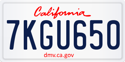 CA license plate 7KGU650