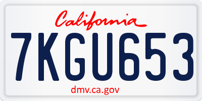 CA license plate 7KGU653
