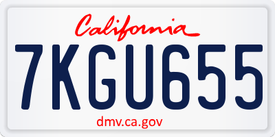 CA license plate 7KGU655