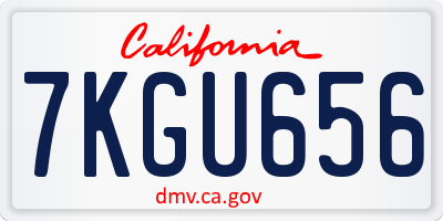 CA license plate 7KGU656