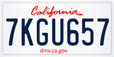 CA license plate 7KGU657