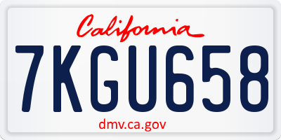 CA license plate 7KGU658