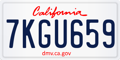CA license plate 7KGU659