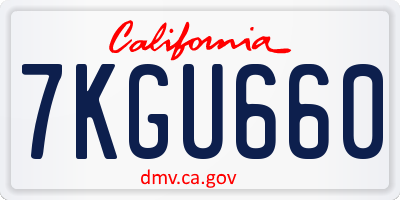 CA license plate 7KGU660