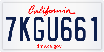 CA license plate 7KGU661