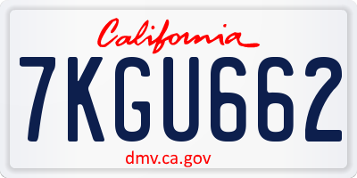 CA license plate 7KGU662