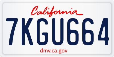 CA license plate 7KGU664