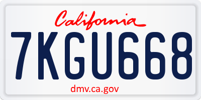 CA license plate 7KGU668