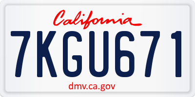 CA license plate 7KGU671
