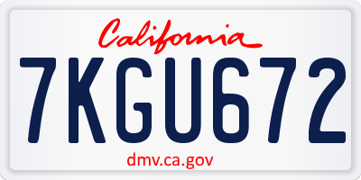 CA license plate 7KGU672