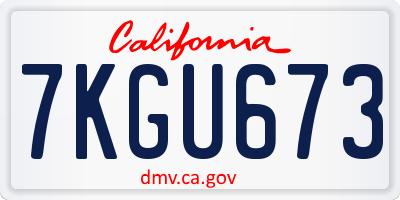 CA license plate 7KGU673