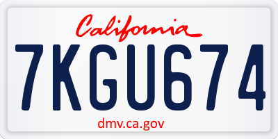 CA license plate 7KGU674