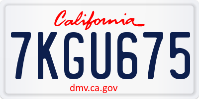 CA license plate 7KGU675