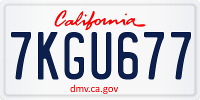 CA license plate 7KGU677