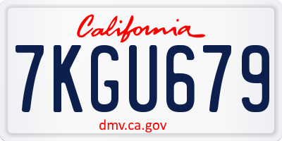 CA license plate 7KGU679
