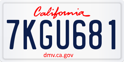 CA license plate 7KGU681