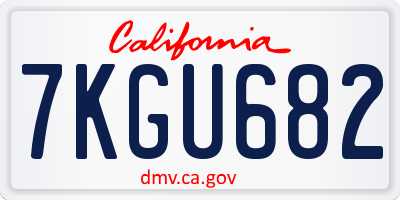 CA license plate 7KGU682