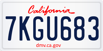 CA license plate 7KGU683