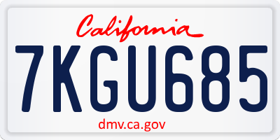 CA license plate 7KGU685