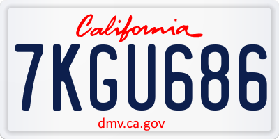 CA license plate 7KGU686
