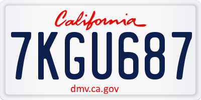 CA license plate 7KGU687