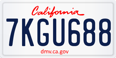 CA license plate 7KGU688