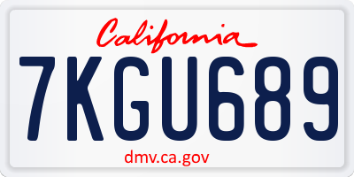 CA license plate 7KGU689