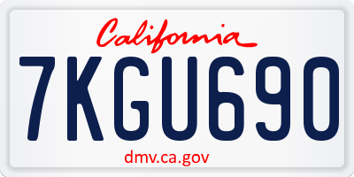 CA license plate 7KGU690