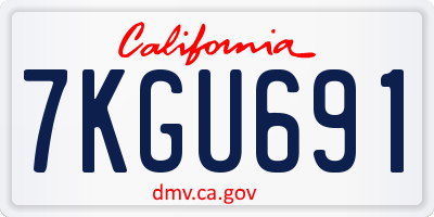 CA license plate 7KGU691