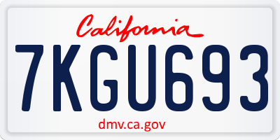 CA license plate 7KGU693