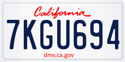 CA license plate 7KGU694