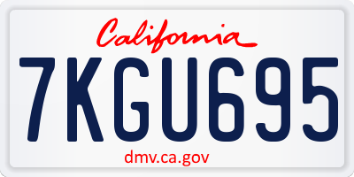 CA license plate 7KGU695