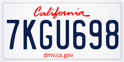 CA license plate 7KGU698