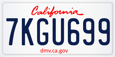 CA license plate 7KGU699