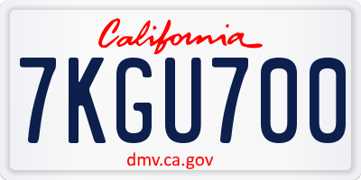 CA license plate 7KGU700