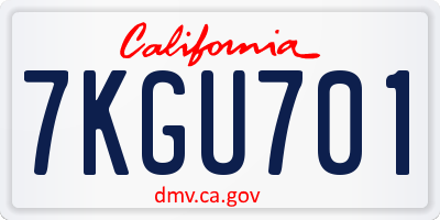 CA license plate 7KGU701