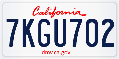 CA license plate 7KGU702